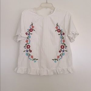 Embroidered white blouse top